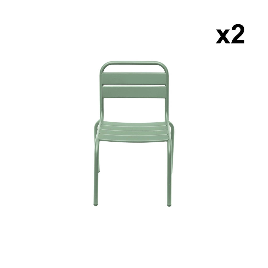 Set di 2 sedie in metallo per bambini, verde chiaro