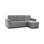 Esca, Divano Letto con Penisola Sfoderabile Made in Italy, 285x160 cm Grigio