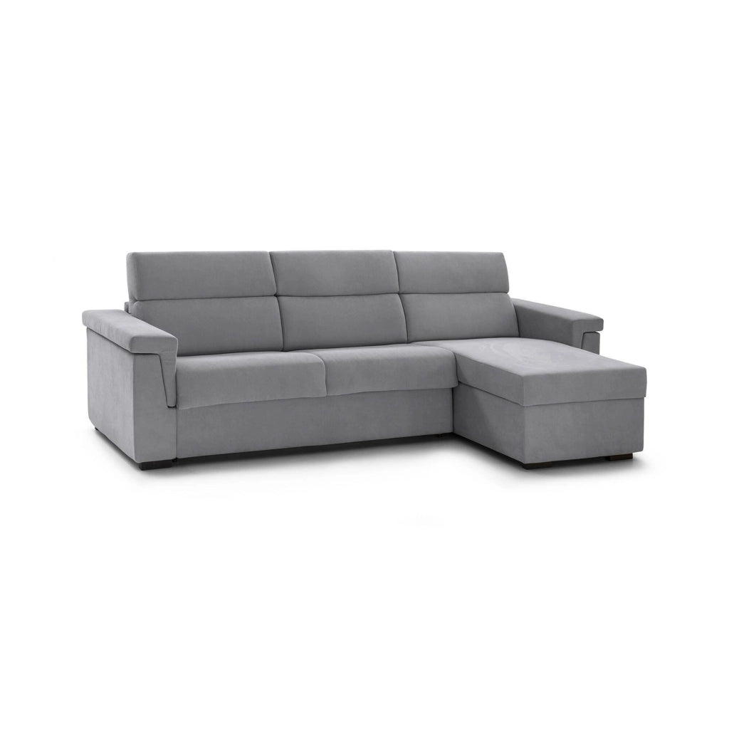 Esca, Divano Letto con Penisola Sfoderabile Made in Italy, 285x160 cm Grigio