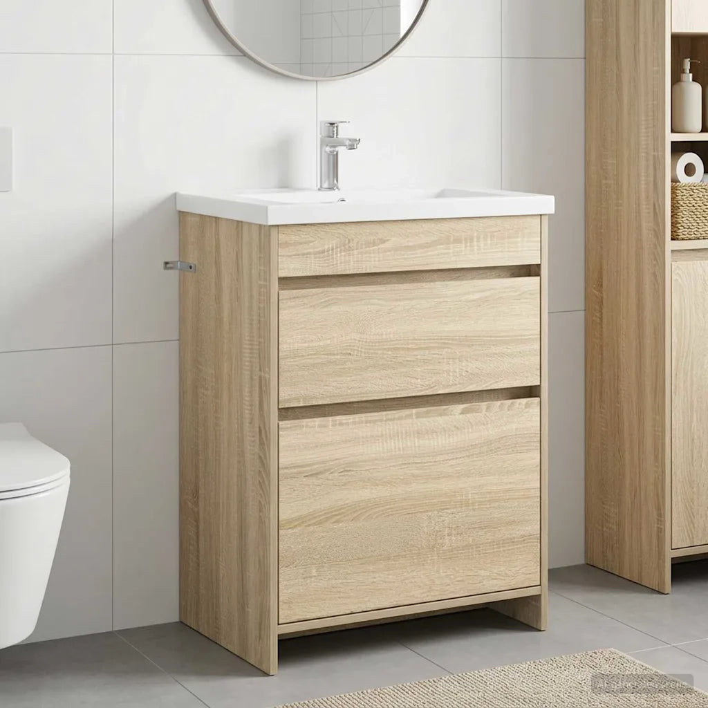 Mobiletto da Bagno Sotto Lavabo Rovere Sonoma 56 x 37,5 x 81 cm 890730