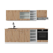 Cucina componibile R-Line Rovere artigianale/Bianco 240 cm, PL Rovere Vicco