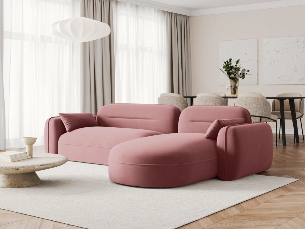 Cosmopolitan Design - Divano angolare modulare destro "Sydney" 4 posti in velluto salmone 