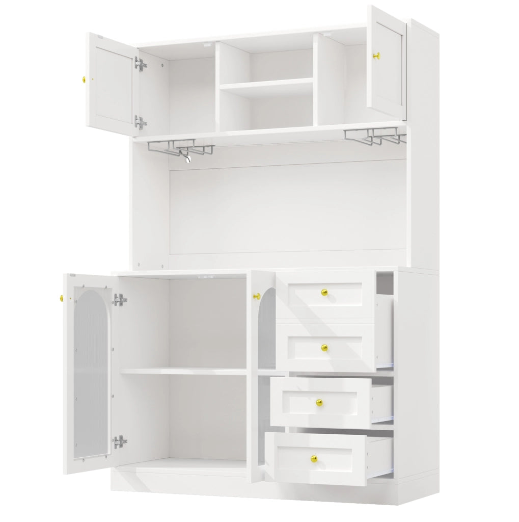 Credenza 120x40x188 cm con striscia LED controllabile da app in MDF bianco