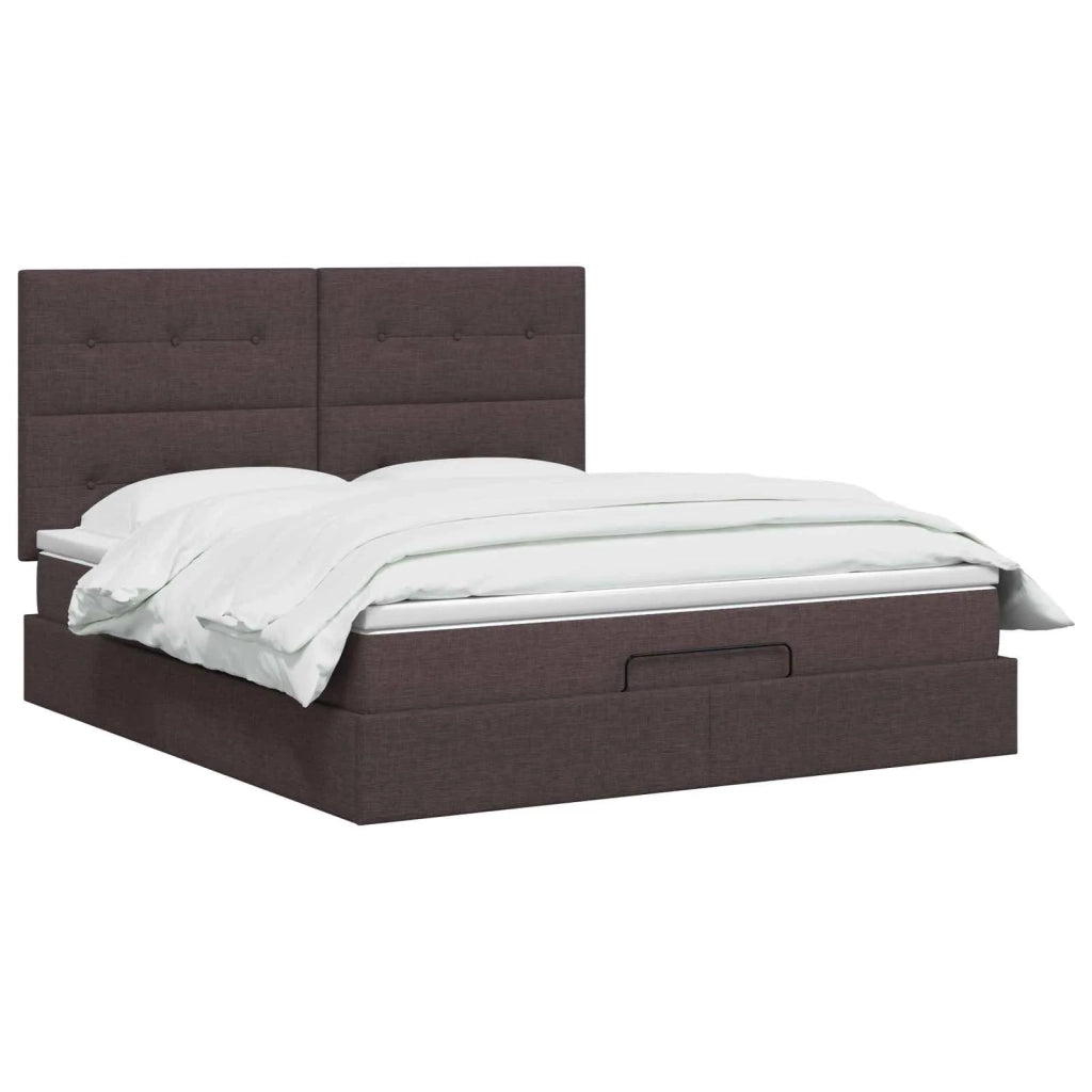 Letto Ottomano con Materasso e LED Marrone Scuro 140 x 200 cm 3458079
