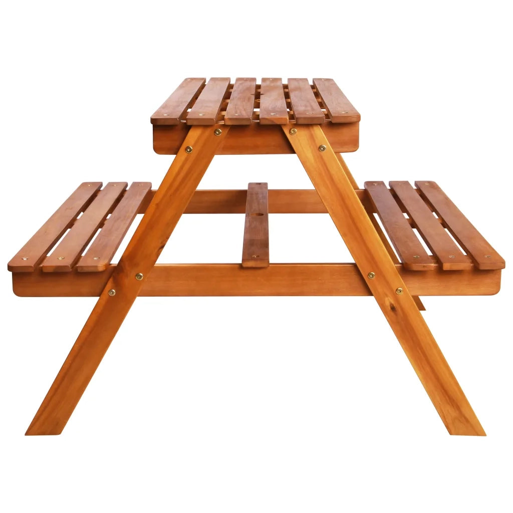 Tavolino da Giardino | Tavolo Picnic per Bambini con Ombrellone 79x90x60cm in Acacia