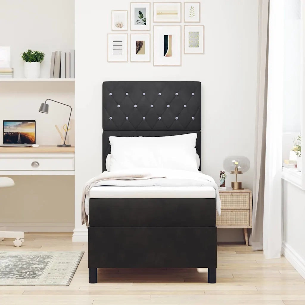 Letto a molle con materasso Nero 80 x 200 cm Tessuto 3339730