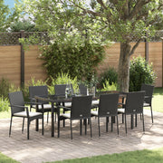 Set pranzo giardino 9 pezzi cuscini Nero Polyrattan