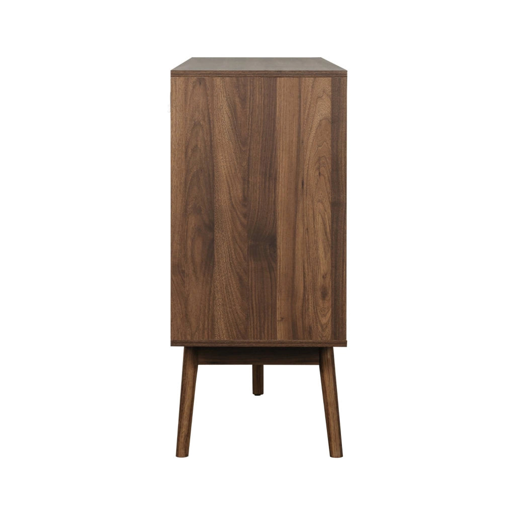 Credenza scandinava a 2 ante effetto legno, 150cm, marrone scuro