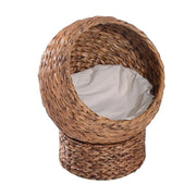 LETTO PER GATTI IN VIMINI CON CUSCINO IN COTONE  BIANCO 42 X 33 X 52 CM