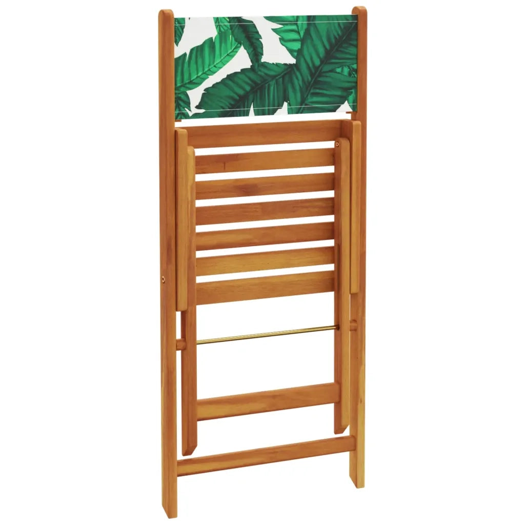 Set da Bistrot 3 pz | Set Salotto da Giardino Motivo Foglie in Tessuto e Legno Massello