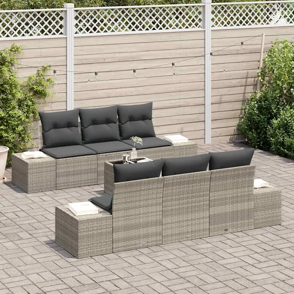 Set Divano da Giardino 7 pcs Grigio chiaro polyrattan 3346952