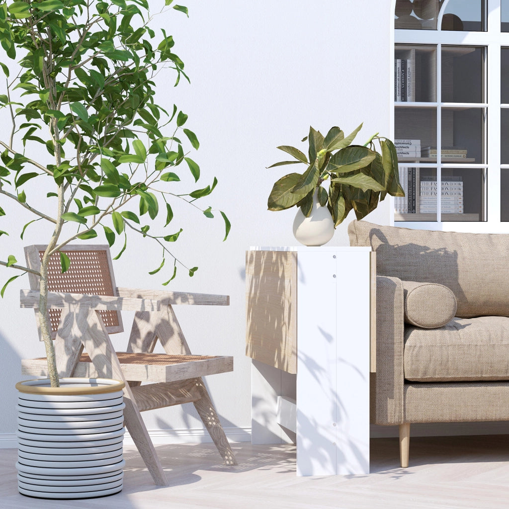 Tavolo da pranzo pieghevole in legno ¨C Zephmum ¨C Bianco e rovere 103x76x74 cm