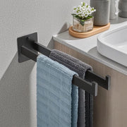 Maniglione per asciugamano senza forare Maniglione in acciaio inossidabile Montaggio a parete Maniglione autoadesivo per asciugamano Due bracci 40 cm per bagno, nero
