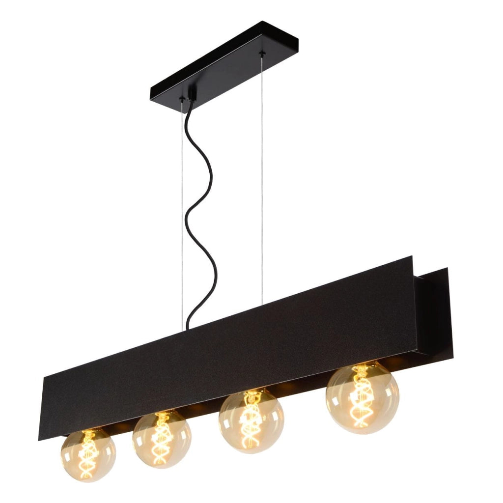 Lampadario Lucide Surtus nero 4 luci E27 dimmerabile
