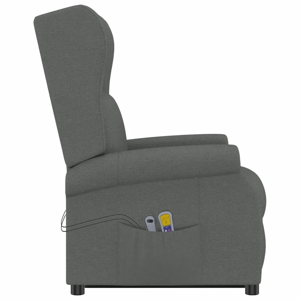 Poltrona Alzapersona Massaggiante in Tessuto Grigio Scuro 289741