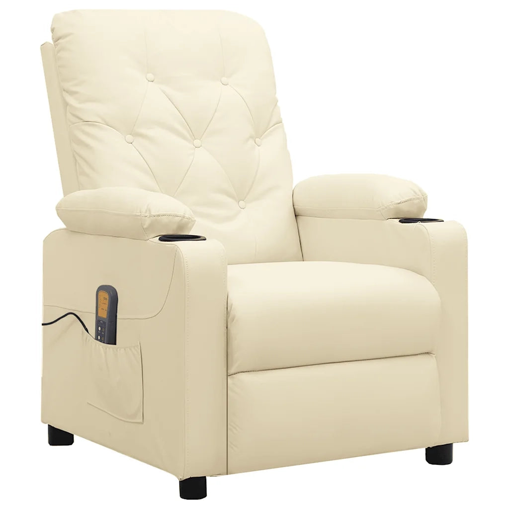 Poltrona Massaggio Reclinabile Crema in Similpelle cod mxl 32275