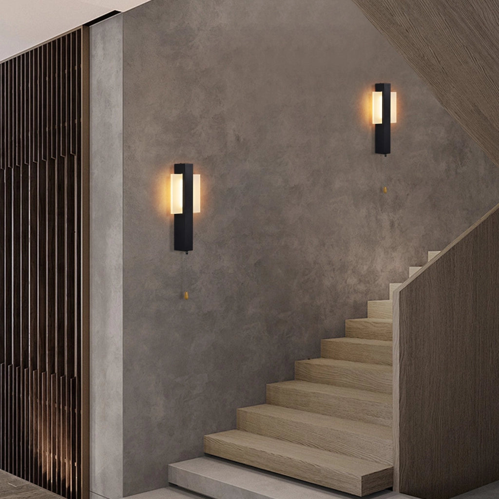 ZMH Applique da parete moderna a LED per interni nera con interruttore a tirante 3000K 6W