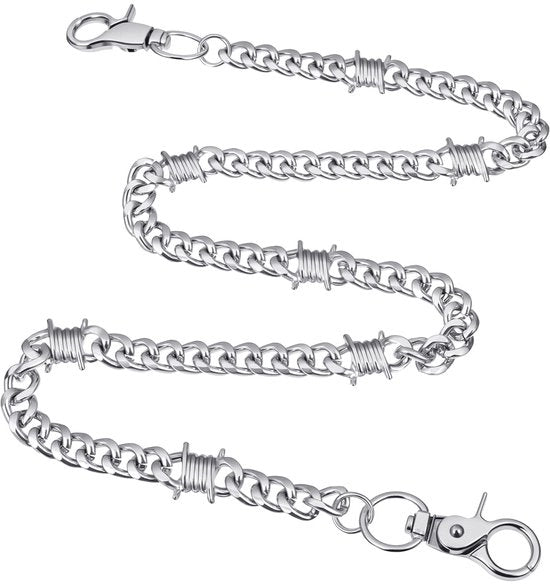Portafoglio per motociclisti con chiusura a catena in alluminio pesante, lunghezza della catena 65 cm, chiusura anti-perdita, accessorio per abbigliamento da motociclista, progettato con filo metallico robusto e resistente.