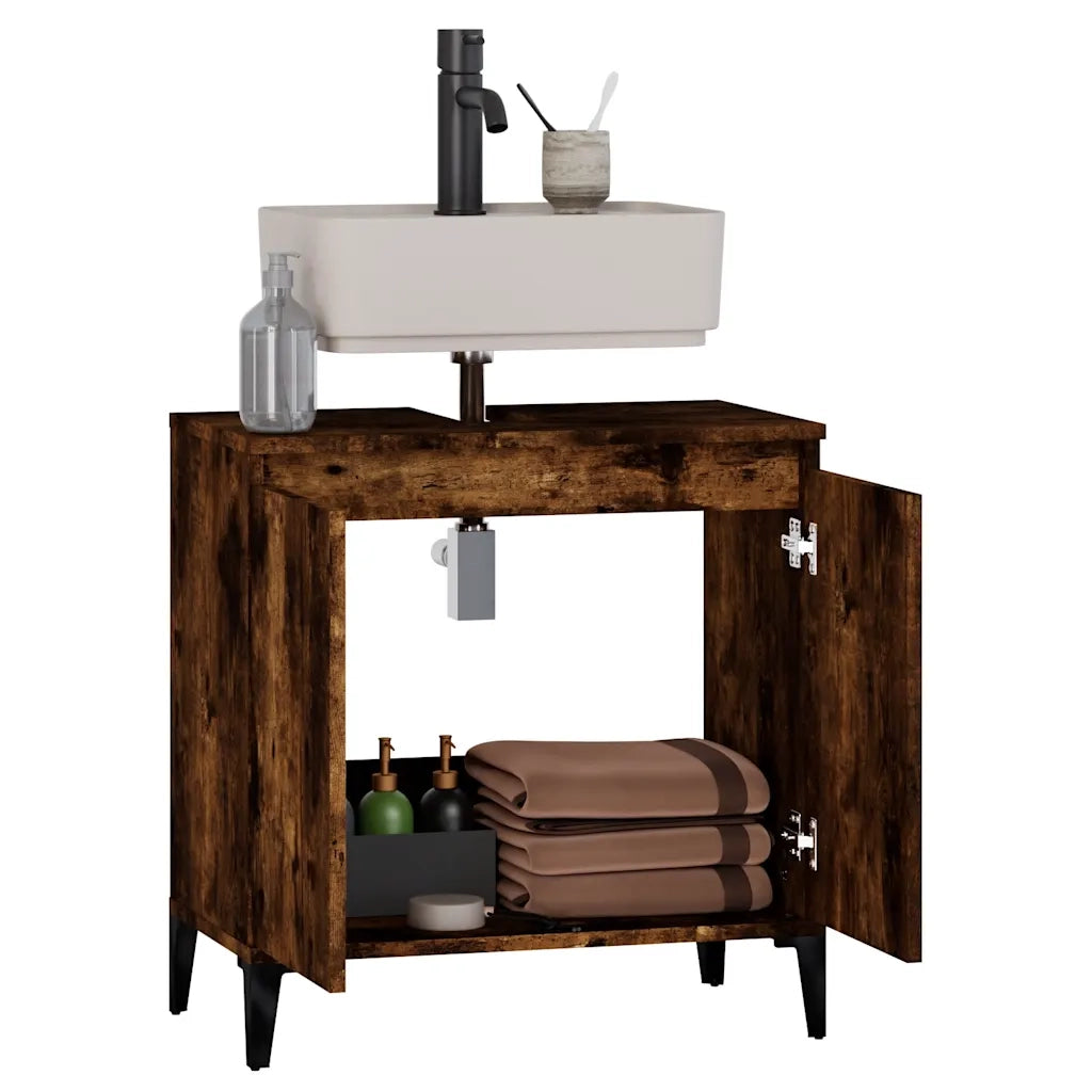 Mobile Lavabo | Armadio Lavabo Rovere Fumo 58x33x60 cm in Legno Multistrato