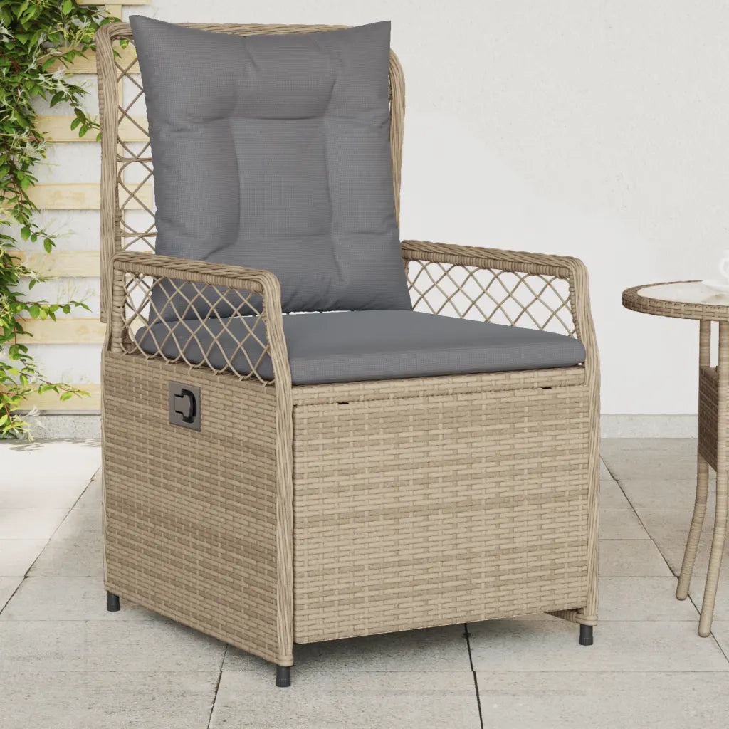 Sedie da Giardino Reclinabili 2 pz | Sedie da Esterno Beige Polyrattan