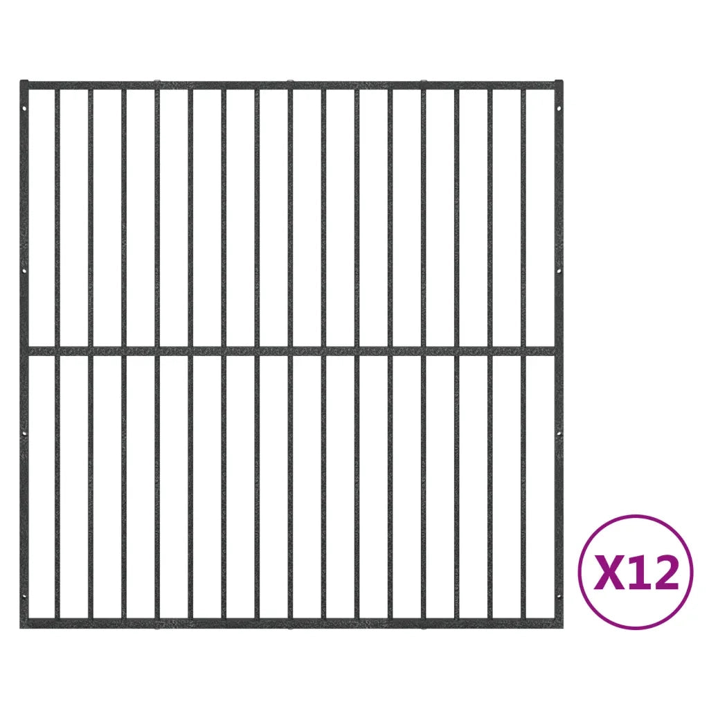 Box per Cani 12 Pannelli Nero Acciaio Zincato CFW6334569