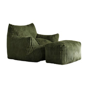 Chaise longue con poggiapiedi e supporto ergonomico a 5 zone in flanella verde