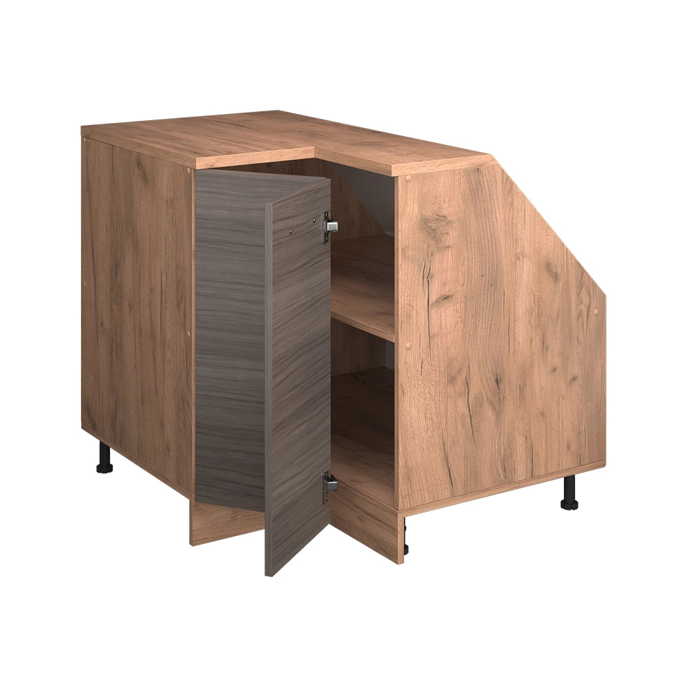 Mobile cucina angolare per sottotetto R-Line Grigio nobile/Rovere dorato 75.6 cm con 1 porta, carcassa dell’armadio profondità 60 cm Vicco