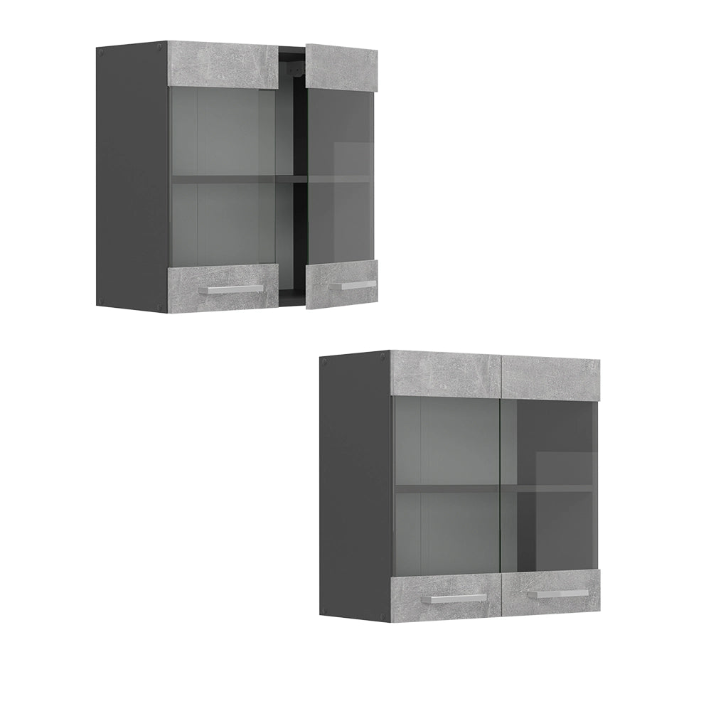 Vicco Mobile da cucina in vetro Calcestruzzo 60 cm