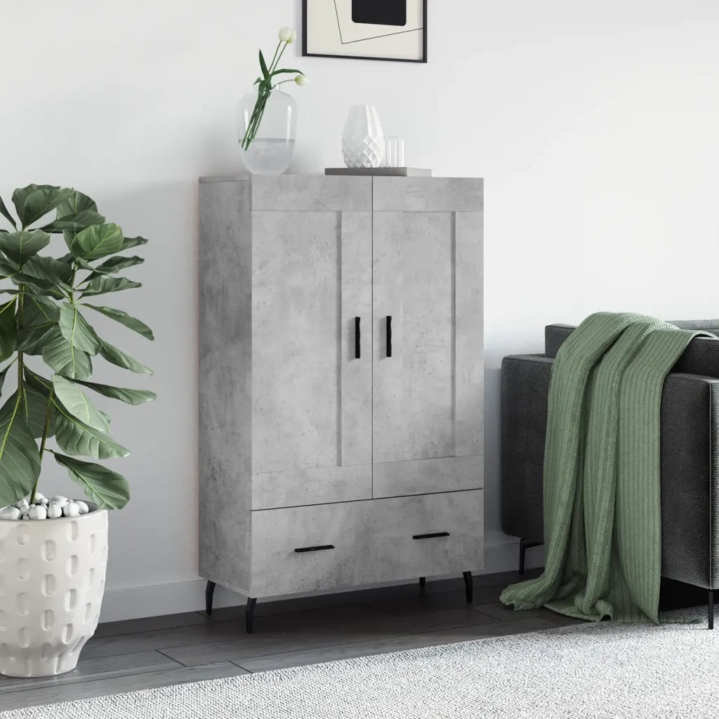 Credenza-Buffet-Armadio da cucina Grigio Cemento 69,5x31x115 cm in Legno Multistrato 809350