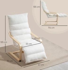 Poltrona relax 67x93-114x105 cm con poggiapiedi regolabile; movimento oscillante; poliestere bianco