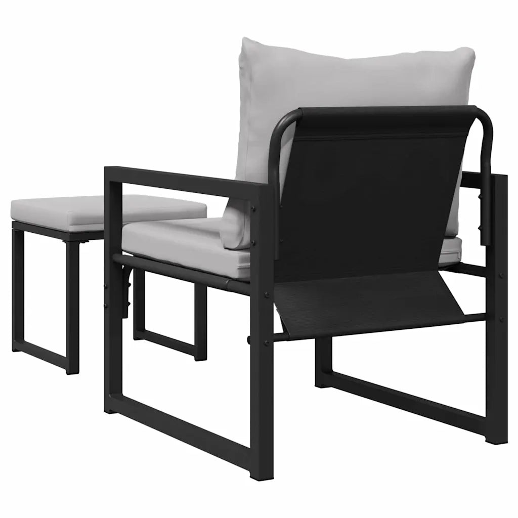 vidaXL Set Divano da Giardino 4 pcs Nero 61 x 72.5 x 71 cm Acciaio
