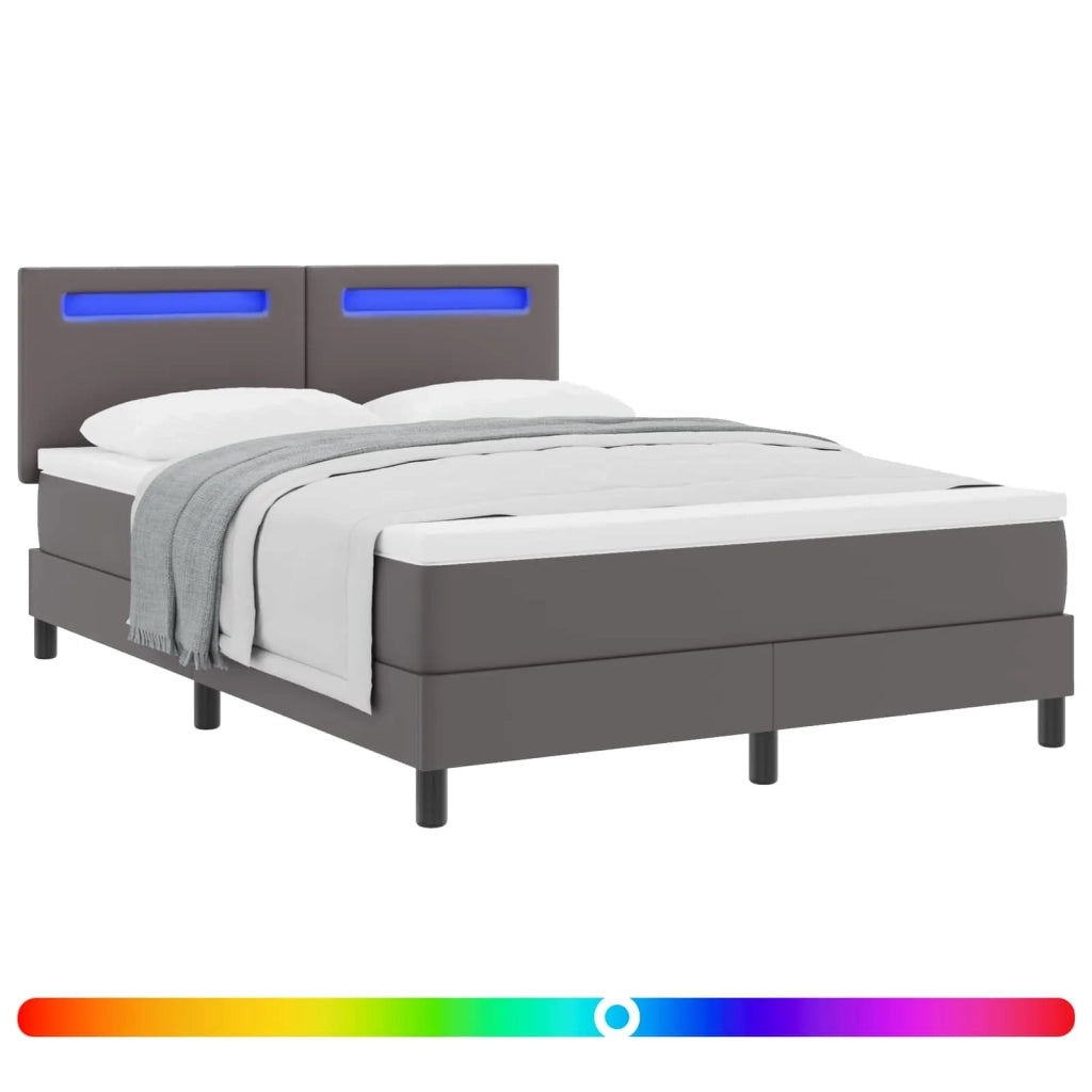 Letto a molle con materasso Grigio 140 x 200 cm Pelle sintetica 3339054