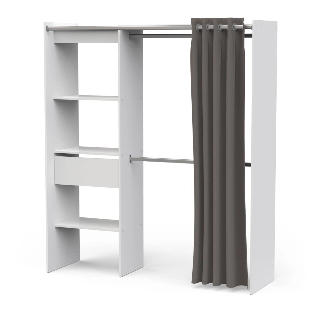 Guardaroba grande Serpentina, Mobile camera da letto, Cabina armadio portabiti, Armadio appendiabiti, 167x50 h192 cm, Bianco opaco