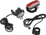 Set di illuminazione elettrica per bicicletta - 24V 36V 48V - con kit di illuminazione anteriore e posteriore - illuminazione per bicicletta - con fari da testa e luci posteriori - inclusa la centralina di avviso acustico.
