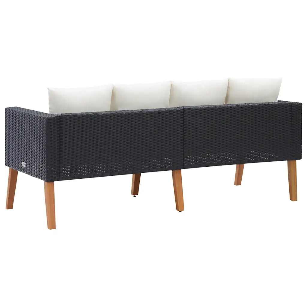 Divano da Giardino a 2 Posti con Cuscini-Sofa da Giardino-Divano da esterno in Polyrattan Nero 715715