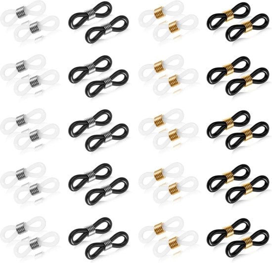 100 pezzi di catenaccio per occhiali in silicone con anello in acciaio inossidabile - 4 connettori di fine in 4 colori per occhiali da sole e occhiali da lettura