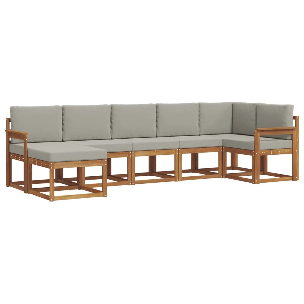 Set di divani da esterno 7 pcs Grigio Naturale e Chiaro