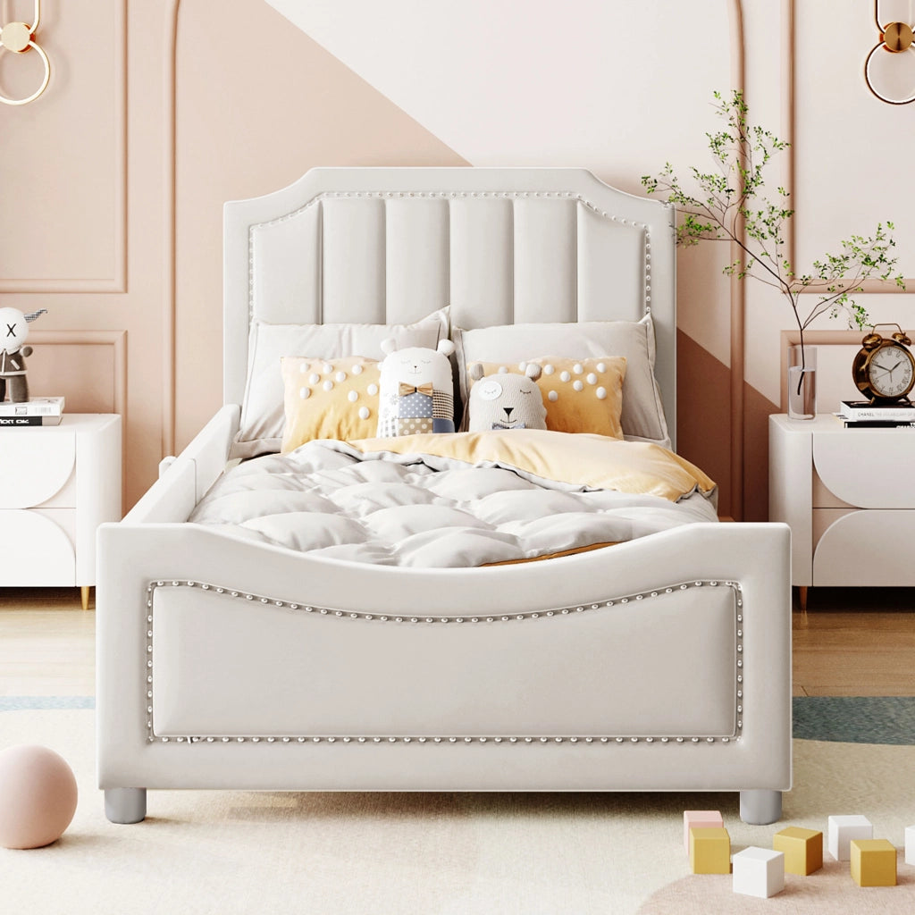 Letto per Bambini 90x200 cm; Letto Singolo - Divano; con Sponda - Flanella - Beige