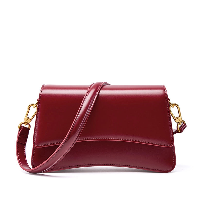 Borsa a tracolla Boston Shell in vera pelle, colore rosso