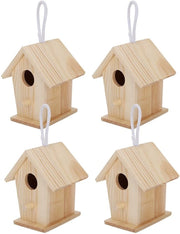 Set di Nidi per Uccelli in Legno da 4 - Mini Nidi per Uccelli - Nido Sospeso per Uccelli - Kit di Fai da Te per Bambini - Adatto per Tutti i Tipi di Uccelli - Dimensioni 7 x 4 x 7 cm