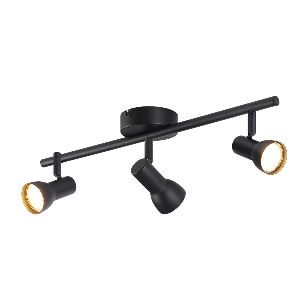 ZMH Faretto da soffitto neri 3 luci GU10 orientabili 350° metallo design moderno senza lampadina
