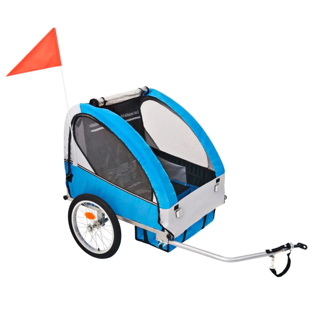 Rimorchio per bicicletta per bambini 30 kg grigio e blu 02_0004499