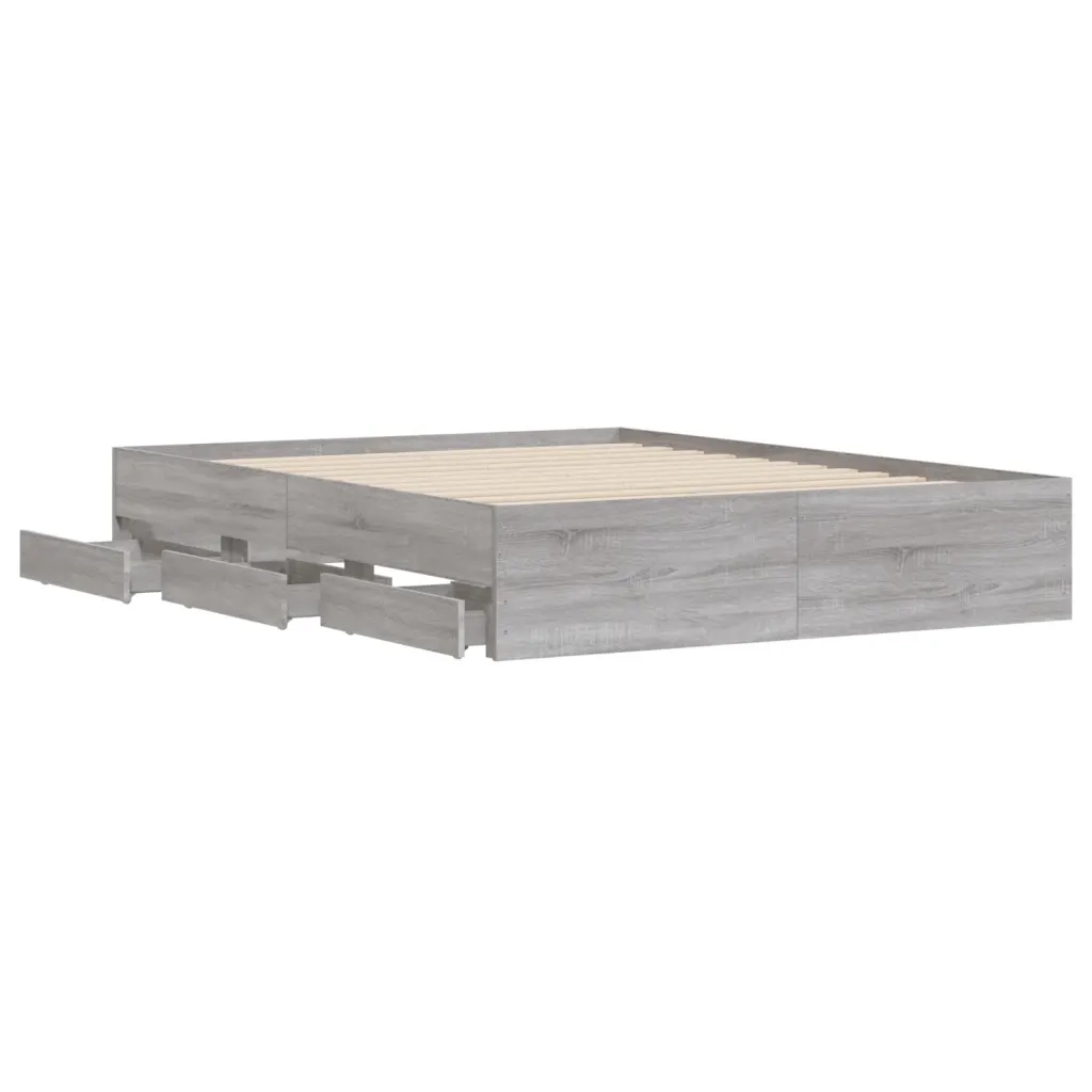 Giroletto Cassetti-Struttura Letto con contenitore Grigio Sonoma 140x200 cm Legno Multistrato 168708