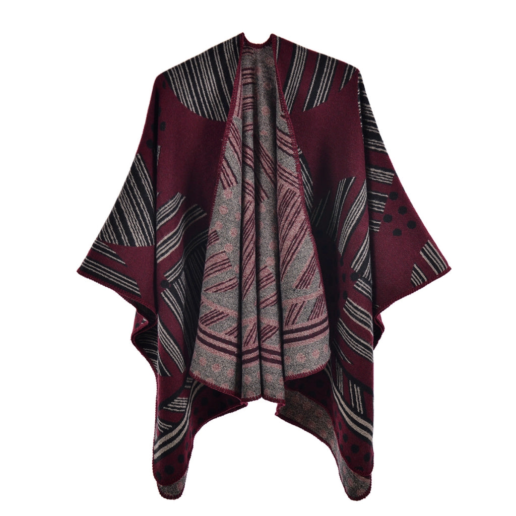Sciarpa da donna divisa in stile retr¨°, mantello in cashmere spesso e caldo, perfetto per autunno e inverno.