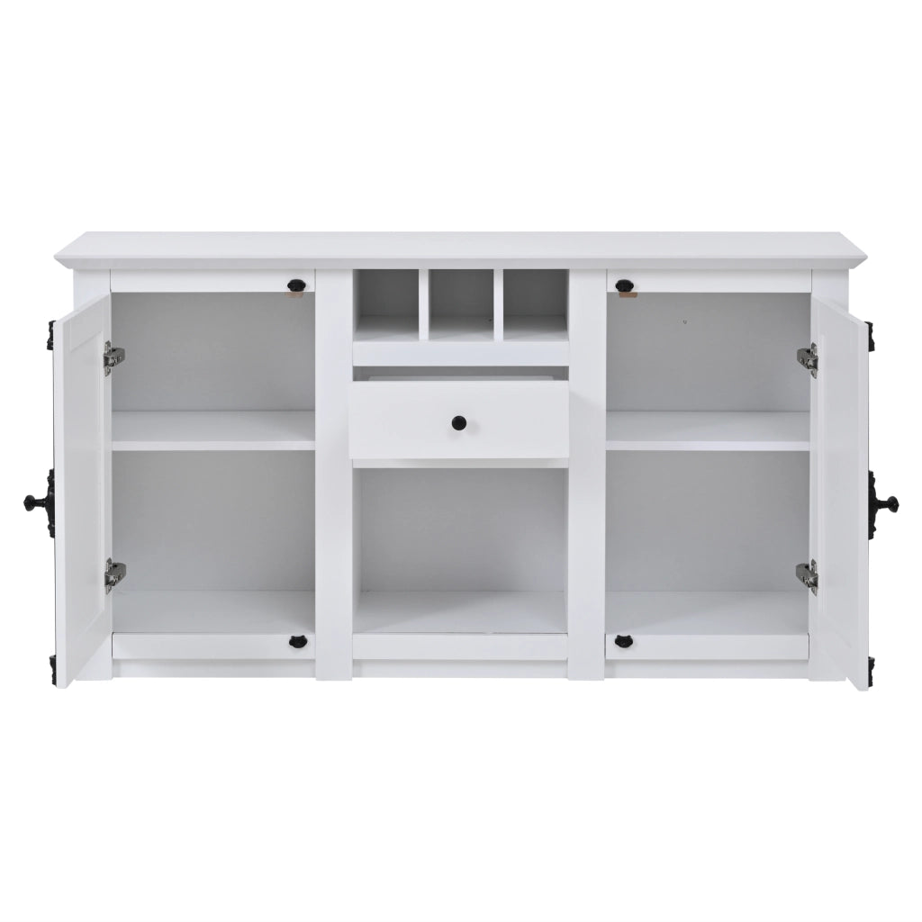 Armadio per soggiorno - Zephmum- 130x35x70cm - 2 ante 1 cassetto 3 scaffali vino - Bianco
