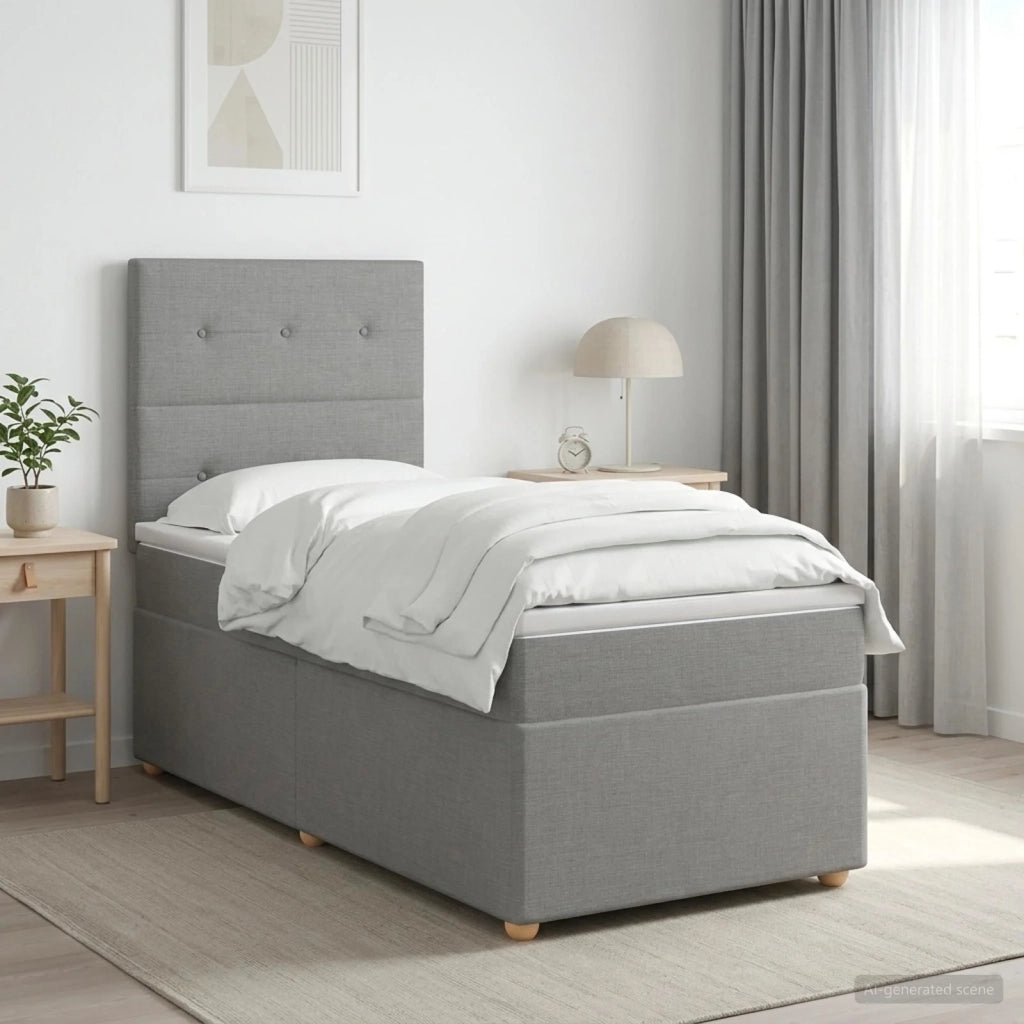 Letto Box Spring LED con Materasso Grigio Chiaro 90 x 200 cm 3455769