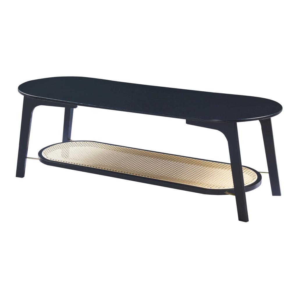 Tavolino Centrale da Salotto Taivalkoski Ovale - Nero / Beige [en.casa]