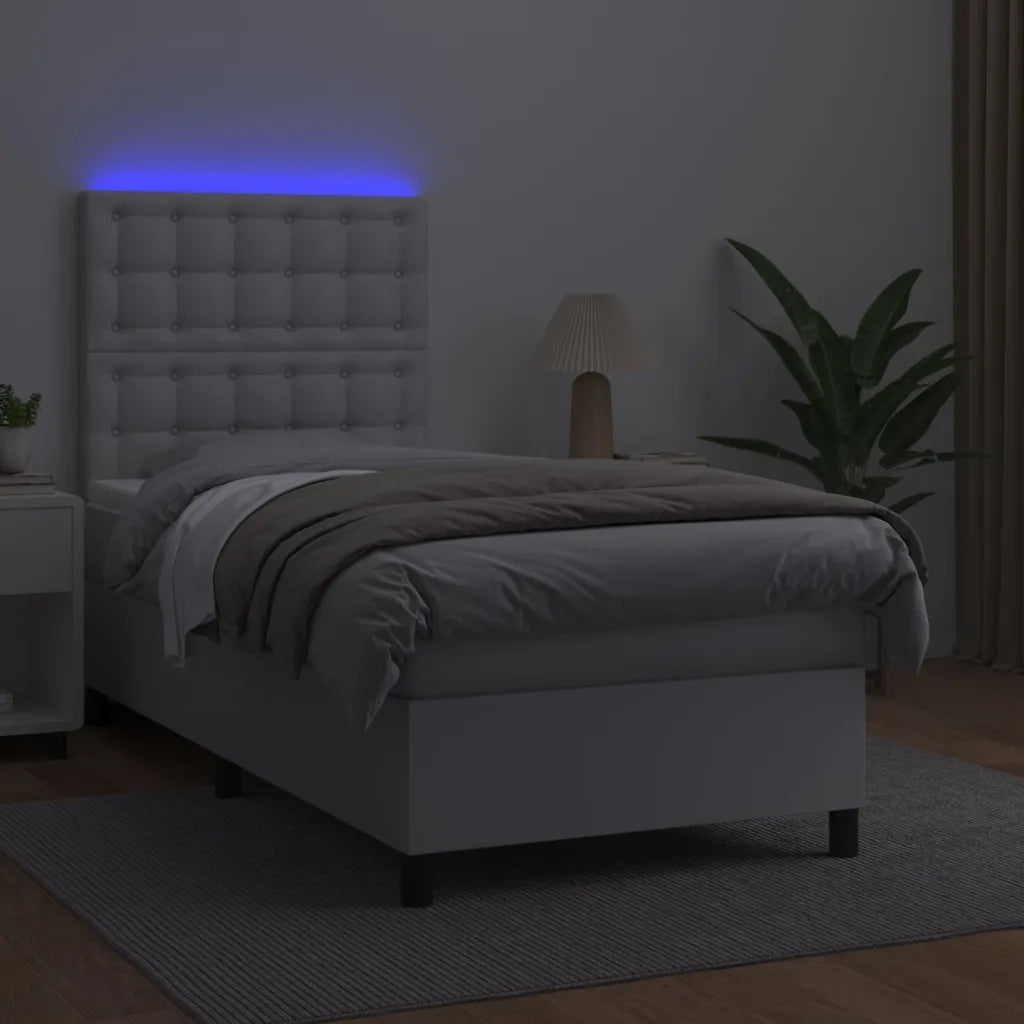 Giroletto Molle con Materasso e LED Bianco 90x190 cm Similpelle 3135916