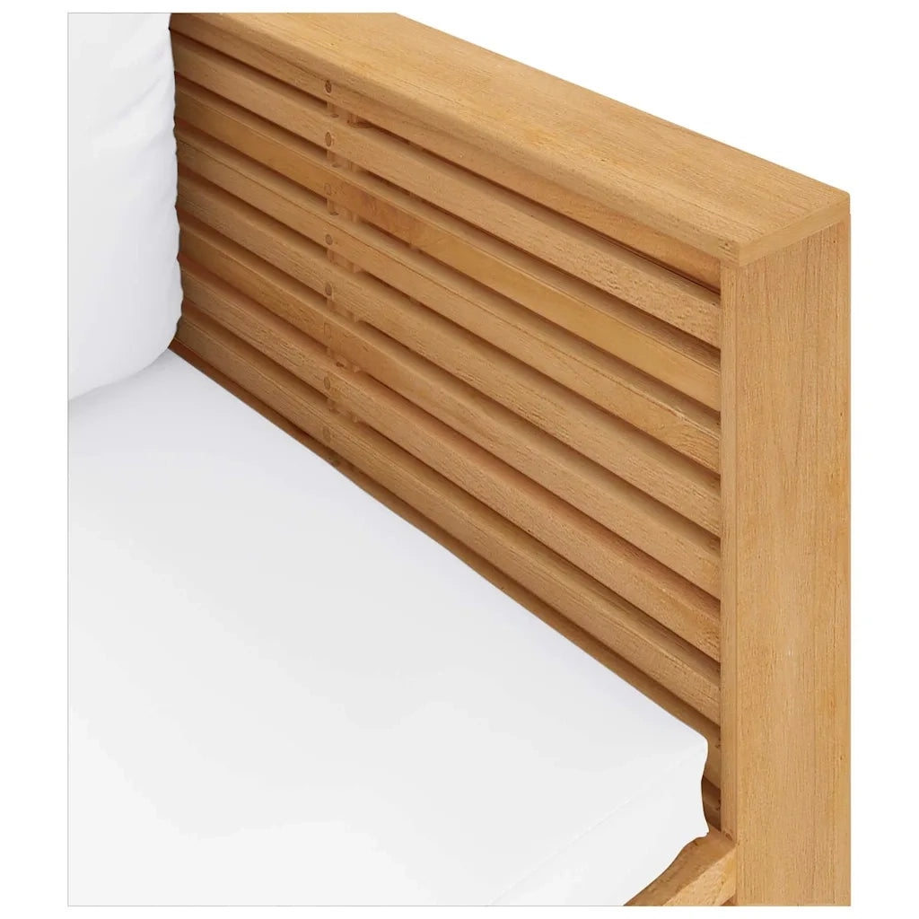 Divano da esterno-Divano da Giardino con Cuscini Crema in Legno Massello di Teak