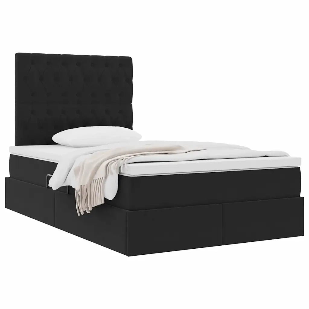Letto con contenitore e materasso Nero 120 x 200 cm Velluto